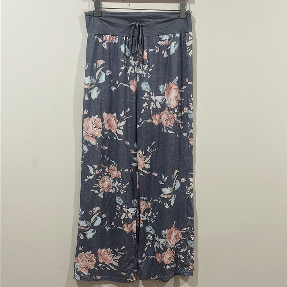 Floral Wide-Leg Pyjamas Pants Medium Polyester & Spandex